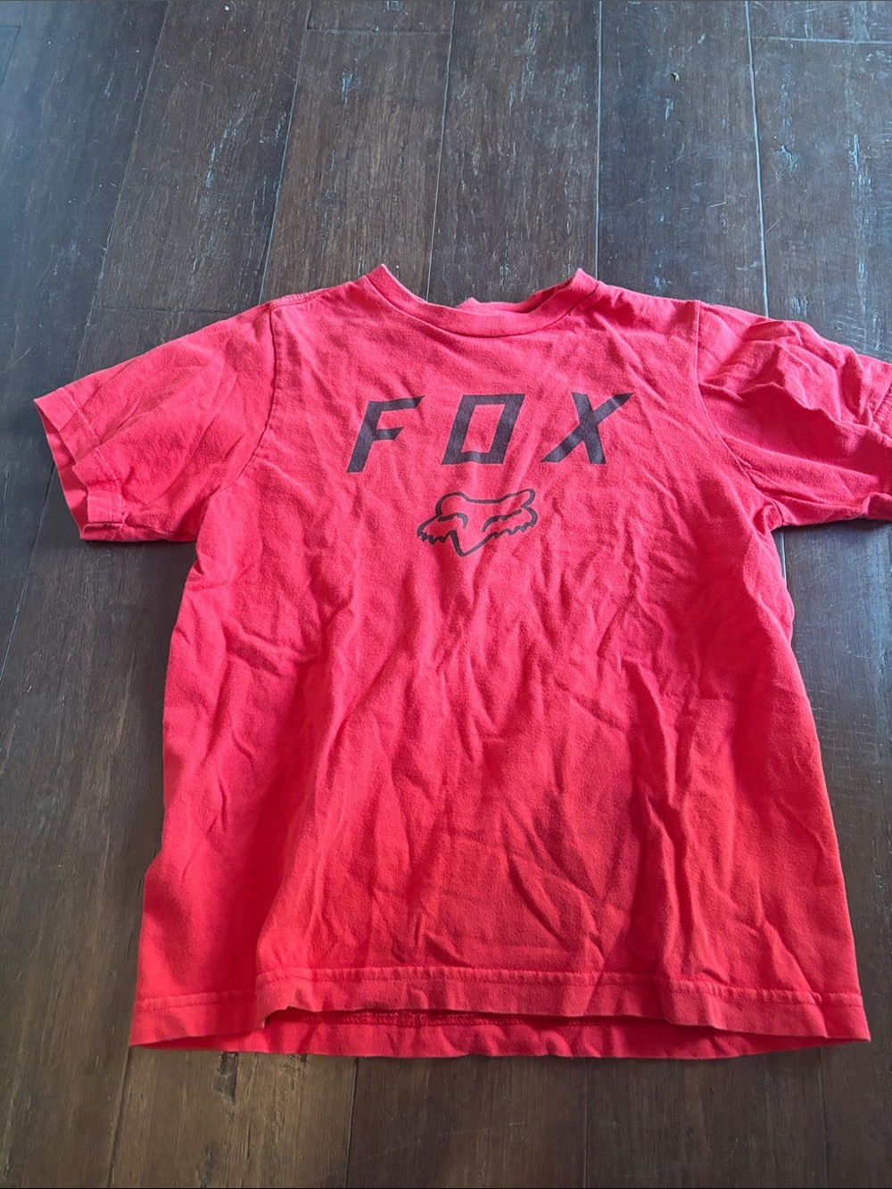 Fox Red Short Sleeve Tee with Logo youth medium